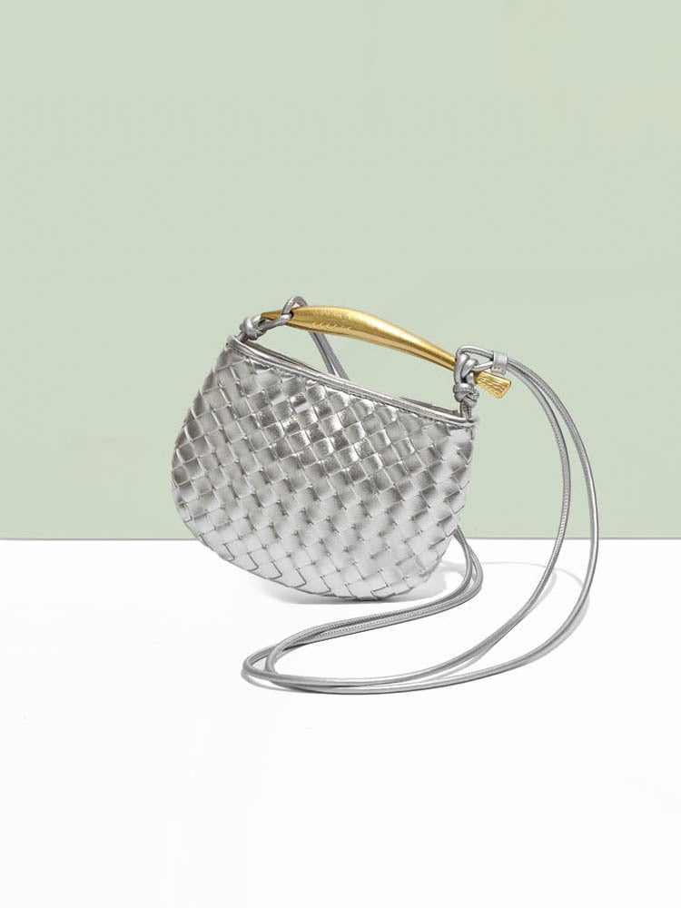 Niche Design Mini Woven Sardine Bag All-Match Fashionable Shoulder Crossbody Bag Textured Fashionable Metal Handbag - Image 5