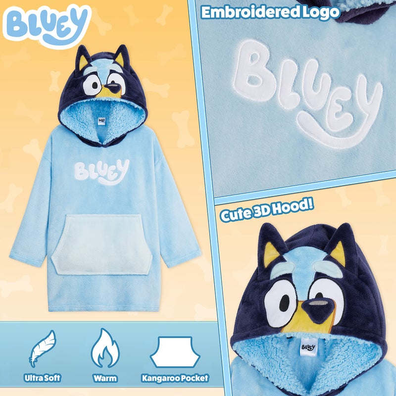 Bluey Hoodie Blanket - Fleece Oversized Hoodies for Kids (Blue  4-6 Years) - Image 4