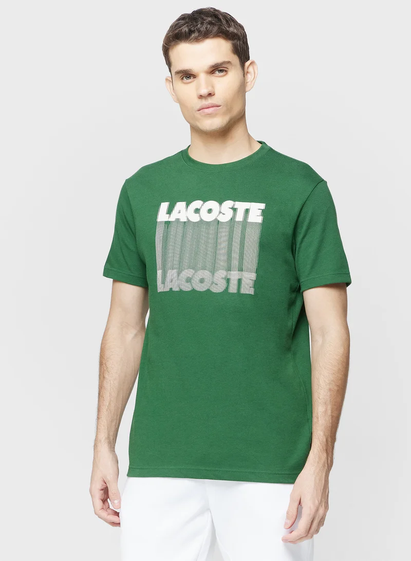 لاكوست Ultra Dry Printed Crew Neck T-Shirt