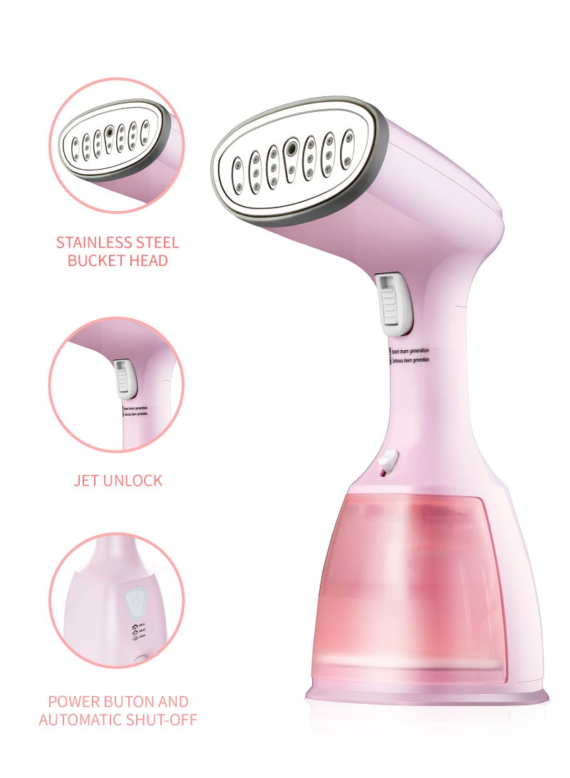 ULHYC 1500W Handheld Steam Iron, Clothes and Fabric Garment Steam Iron, 30S Fast Heating Ironing and Wrinkle Removal, 3 Modes Adjustable, Pink - Image 2