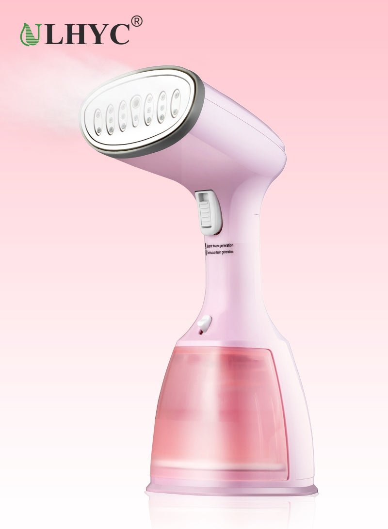ULHYC 1500W Handheld Steam Iron, Clothes and Fabric Garment Steam Iron, 30S Fast Heating Ironing and Wrinkle Removal, 3 Modes Adjustable, Pink - Image 1