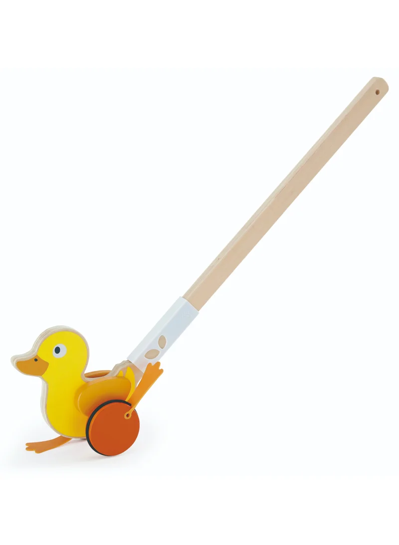 هيب Hape Ducky Push Pal – Wooden Baby Walker Toy for Toddlers 12M+, Wobbling Duck with Flapping Wings, Quiet Rubber Wheels, Non-Toxic Learning to Walk Sensory Toy