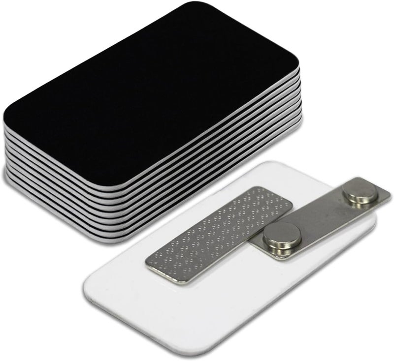 All Quality Name Tag/Badge Blanks - 10 Pack - Black 1-1/2" X 3", Round Corners, Magnetic Backing - Image 1