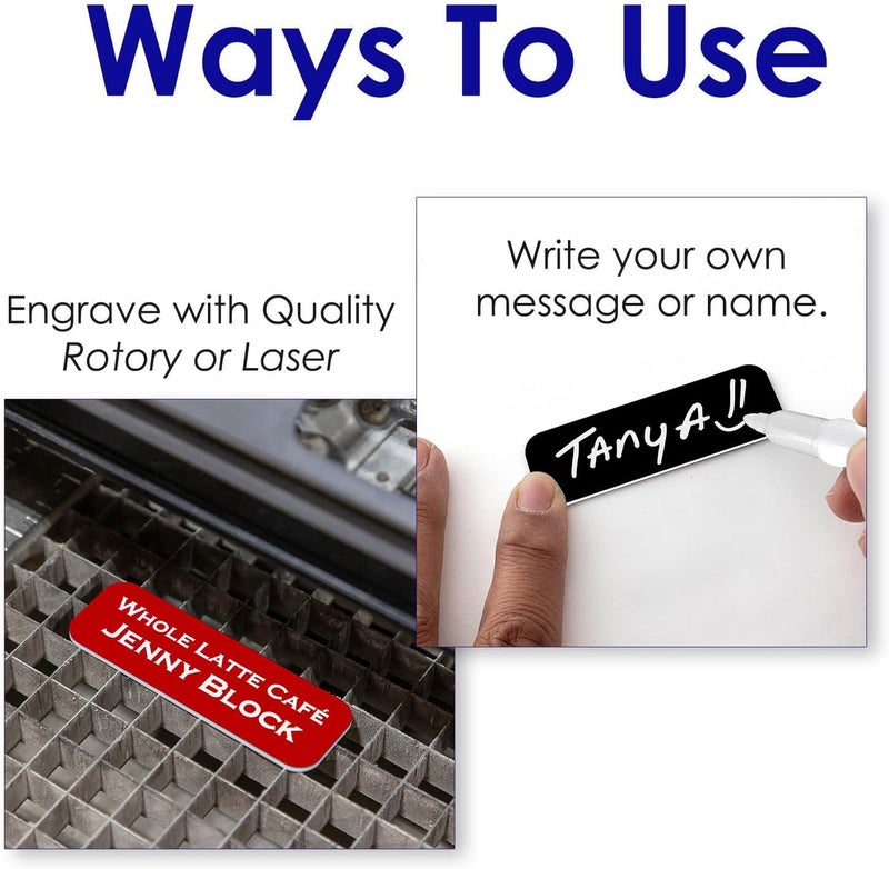 All Quality Name Tag/Badge Blanks - 10 Pack - Black 1-1/2" X 3", Round Corners, Magnetic Backing - Image 3