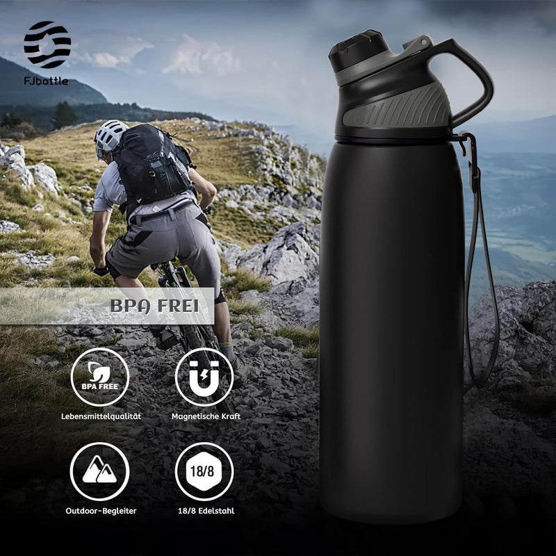FjBottle Stainless Steel Water Bottle 600ml/800ml/1L/1.5L with Magnetic Lid, BPA Free Insulated Water Bottle, Sports Metal Hot&Cold Drinks Vacuum Flask Leak-Proof for Gym, Work, Travel - Image 5