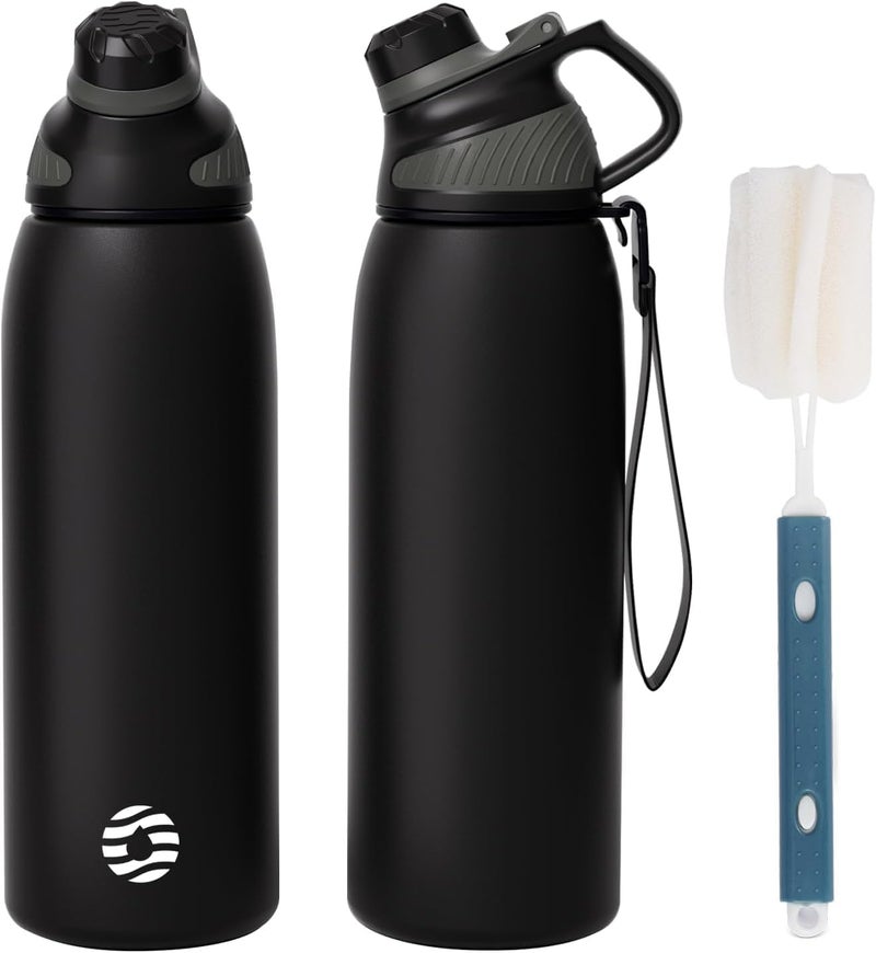 FjBottle Stainless Steel Water Bottle 600ml/800ml/1L/1.5L with Magnetic Lid, BPA Free Insulated Water Bottle, Sports Metal Hot&Cold Drinks Vacuum Flask Leak-Proof for Gym, Work, Travel - Image 1