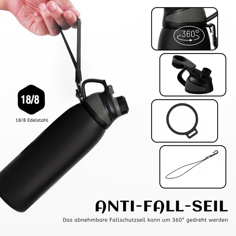 FjBottle Stainless Steel Water Bottle 600ml/800ml/1L/1.5L with Magnetic Lid, BPA Free Insulated Water Bottle, Sports Metal Hot&Cold Drinks Vacuum Flask Leak-Proof for Gym, Work, Travel - Image 3