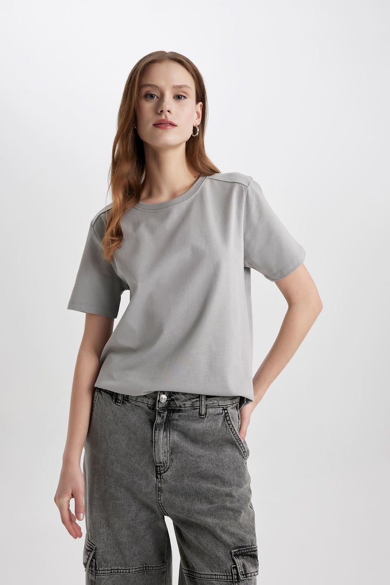 DeFacto Woman Regular Fit Crew Neck Premium Short Sleeve T-Shirt  - Image 5
