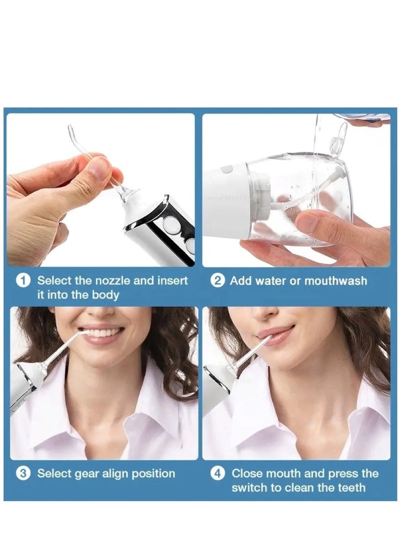 DOSCHER Portable Water Dental Flosser For Teeth Cleaning Dental Oral Irrigator With 4 Modes Scalable 5 Jet Nozzles IPX7 Water Resistance 300ML - Image 4