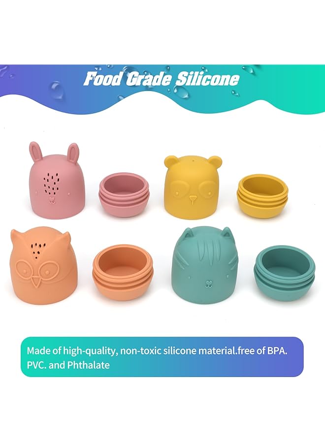 إيروريكس ألعاب حمام قطار قارب عائم مع ألعاب حمام سيليكون 9 قطع خالية من العفن ألعاب حمام للأطفال - Image 5