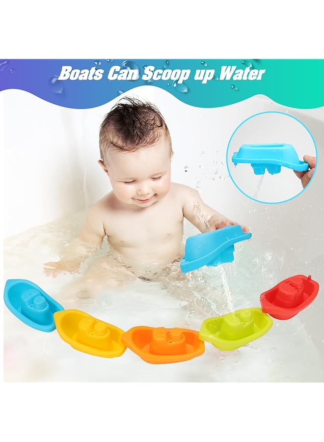 إيروريكس ألعاب حمام قطار قارب عائم مع ألعاب حمام سيليكون 9 قطع خالية من العفن ألعاب حمام للأطفال - Image 4