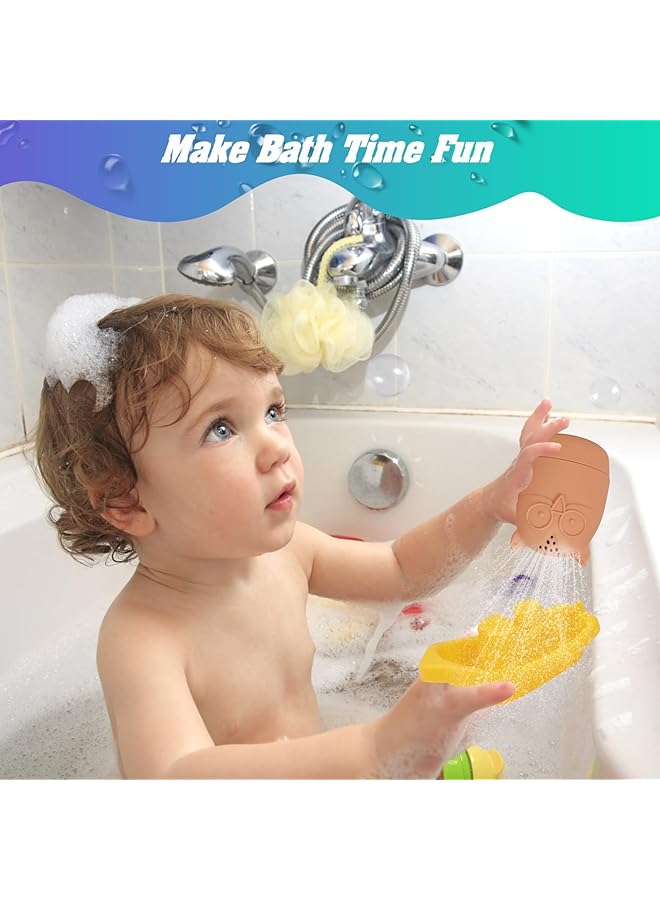 إيروريكس ألعاب حمام قطار قارب عائم مع ألعاب حمام سيليكون 9 قطع خالية من العفن ألعاب حمام للأطفال - Image 2