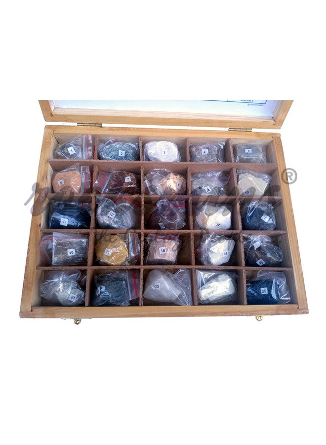 روكسمينز مجموعة Rocksmins من 25 معدنًا في صندوق خشبي MI25WB مجموعة من 25 عينة معدنية كبيرة للطلاب والمدارس والجامعات ومجموعات الجيولوجيا الصخرية للدراسة المثالية وعلوم الأرض والأحجار - Image 2