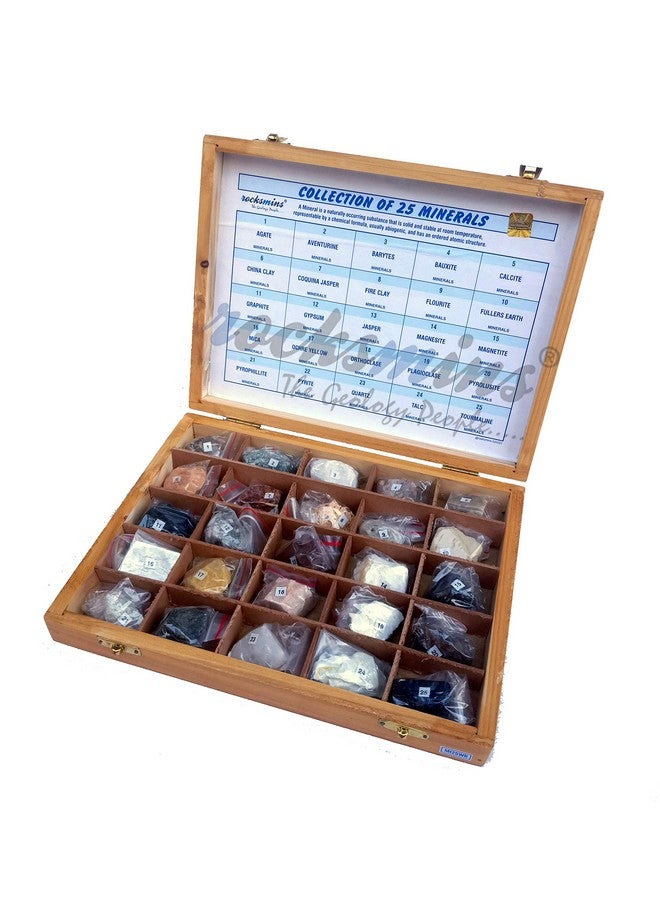 روكسمينز مجموعة Rocksmins من 25 معدنًا في صندوق خشبي MI25WB مجموعة من 25 عينة معدنية كبيرة للطلاب والمدارس والجامعات ومجموعات الجيولوجيا الصخرية للدراسة المثالية وعلوم الأرض والأحجار - Image 5