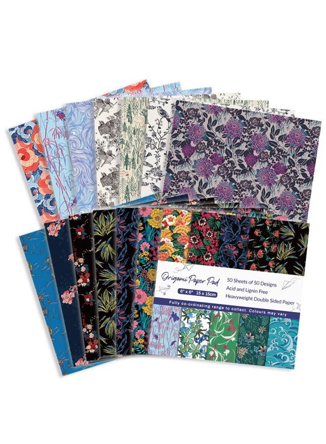 Qianshan Origami Paper Kit 50 Sheets 6 Inch Square Double Sided Color 50 Vivid Japanese Washi Chiyo Colors for Hand Crafts Origami Paper Arts Creativity Flowers - Image 3