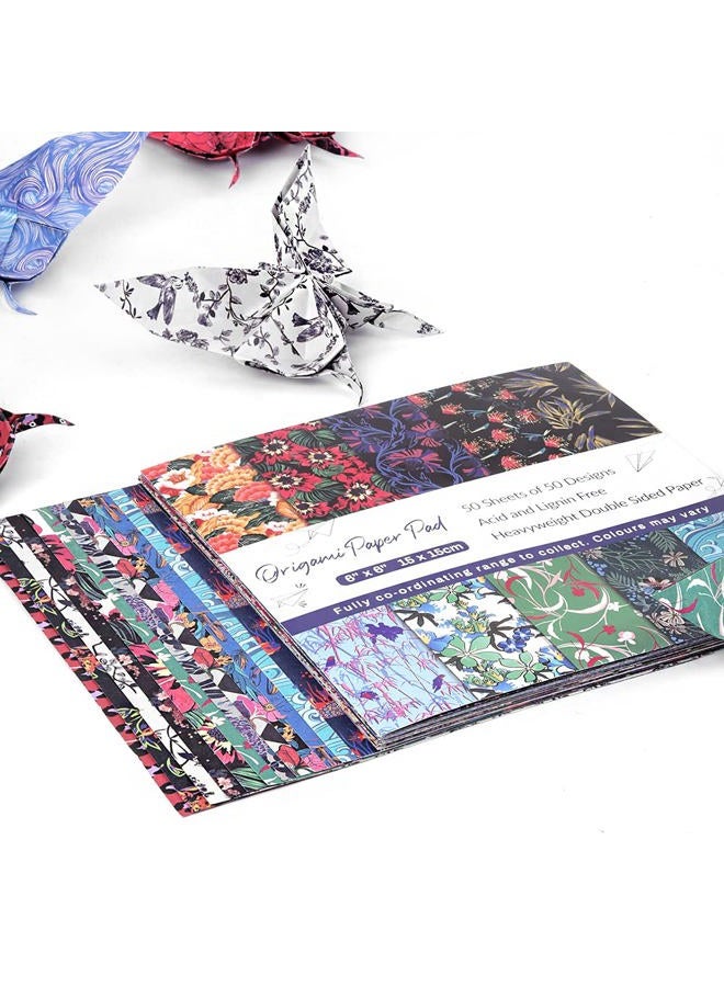 Qianshan Origami Paper Kit 50 Sheets 6 Inch Square Double Sided Color 50 Vivid Japanese Washi Chiyo Colors for Hand Crafts Origami Paper Arts Creativity Flowers - Image 4