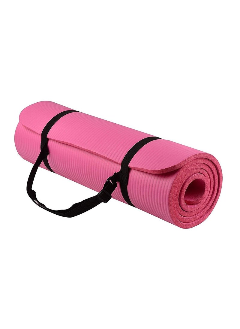 Generic Extra Thick Exercise Yoga Mat with Carrying Strap 10mm Pink  - Image 1