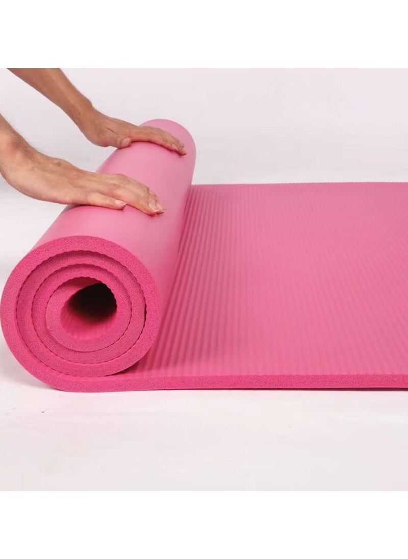 Generic Extra Thick Exercise Yoga Mat with Carrying Strap 10mm Pink  - Image 4