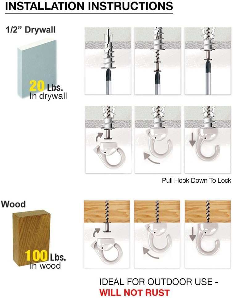 Hangman Products Elephant Hook Ceiling Hanger - (Nickel) Pack of 3 Hangers - Image 3