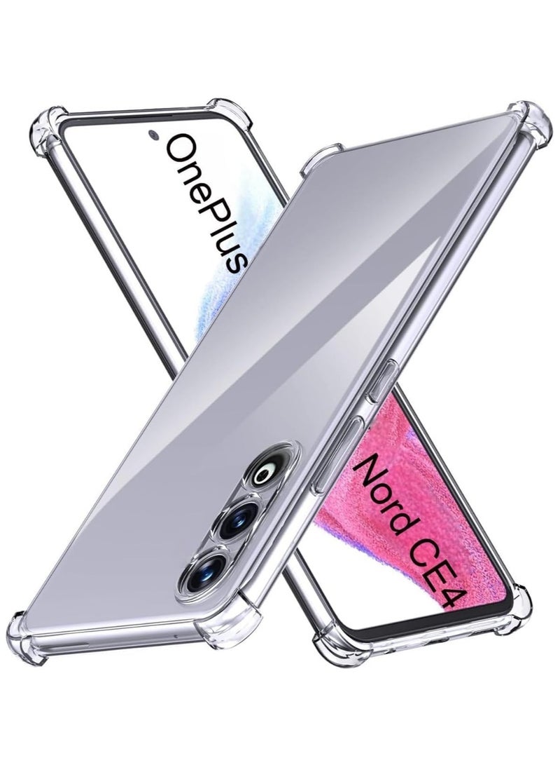 Case For Oneplus Nord Ce 4 5G Clear Transparent Case Soft Flexible Silicone Tpu Back Cover Shockproof Case With Reinforced Bumper Corner For 1 + Nord Ce 4 Clear - Image 1
