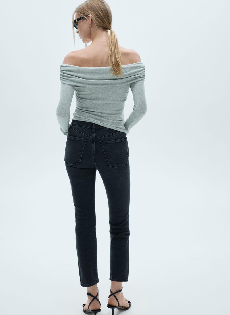 MANGO Claudia Waxed Slim Fit Cropped Jeans  - Image 2