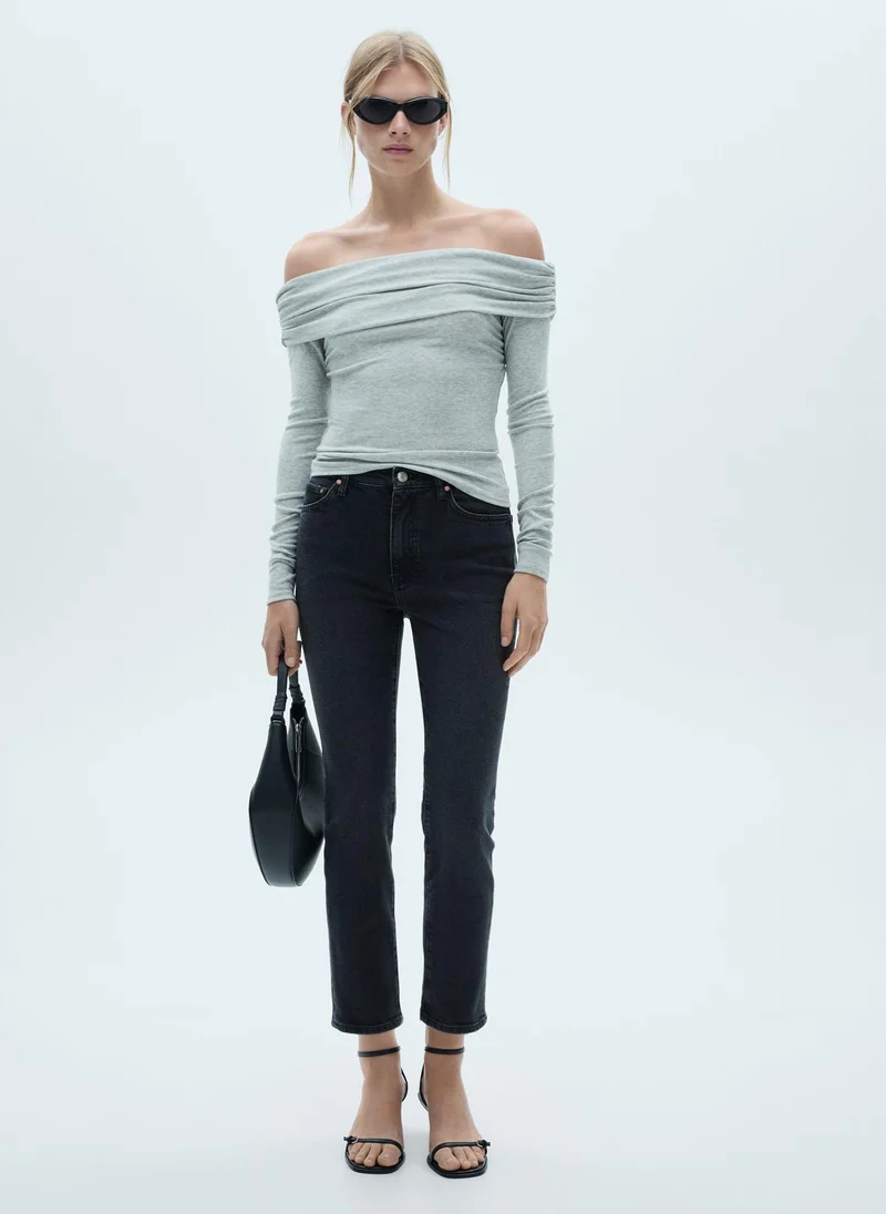 مانجو Claudia Waxed Slim Fit Cropped Jeans