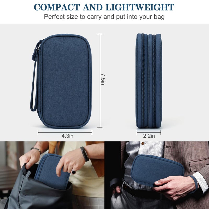 FYY Electronic Organizer, Travel Cable Organizer Bag Pouch Accessories Carry Case Portable Waterproof Double Layers All-in-One Storage for Cable, Cord, Charger, Phone, Earphone Navy - Image 2
