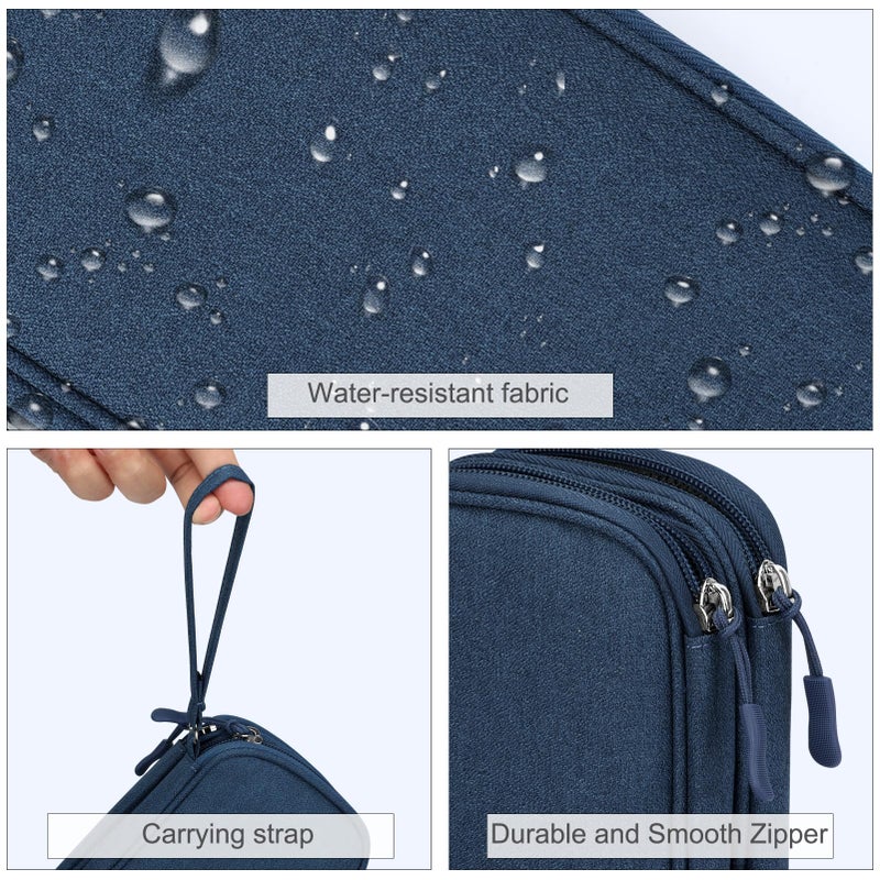 FYY Electronic Organizer, Travel Cable Organizer Bag Pouch Accessories Carry Case Portable Waterproof Double Layers All-in-One Storage for Cable, Cord, Charger, Phone, Earphone Navy - Image 4