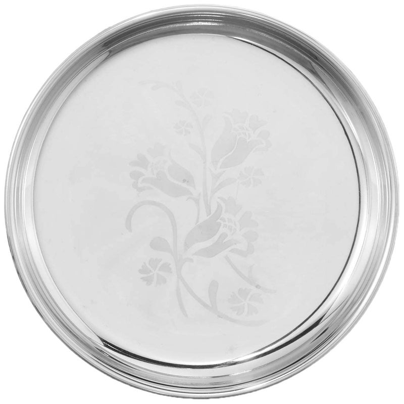 Neelam Neelam Stainless Steel 14, 22 Gauge Lazer Etching Buffet Plate, 32.5 cm, Durable, Elegant Round Plates for Serving, Perfect for Parties, Special Occasions, Long-Lasting, Easy to Clean & Maintain - Image 1