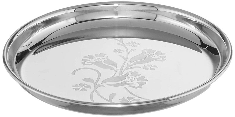 Neelam Neelam Stainless Steel 14, 22 Gauge Lazer Etching Buffet Plate, 32.5 cm, Durable, Elegant Round Plates for Serving, Perfect for Parties, Special Occasions, Long-Lasting, Easy to Clean & Maintain - Image 2