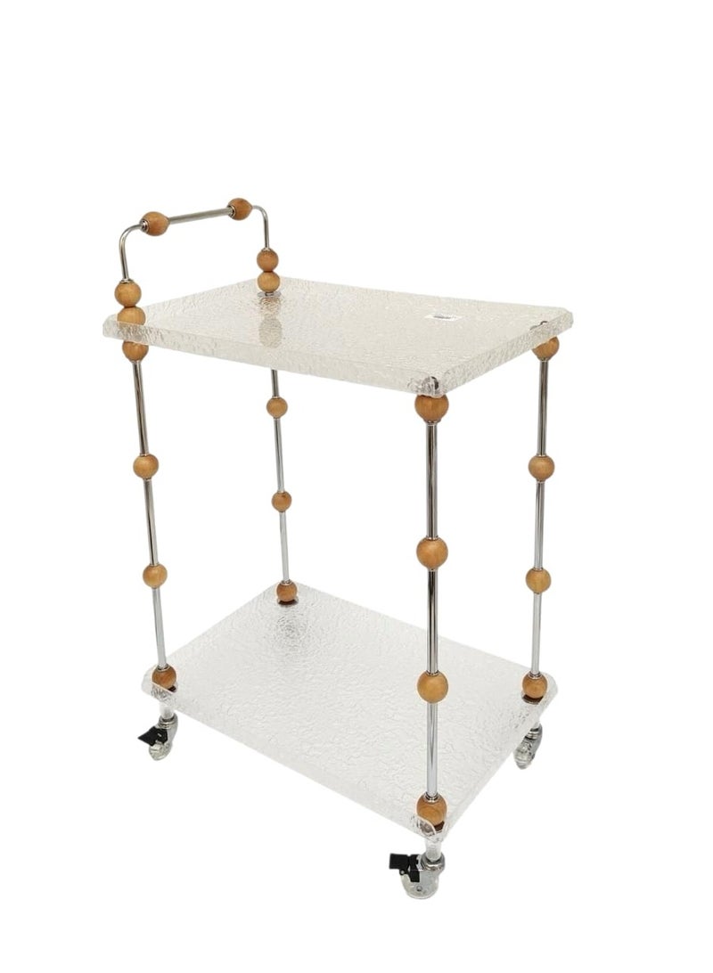 AL KHALDIYA 2-tier serving table with wheels for mobility for an elegant and ideal home, suitable for serving