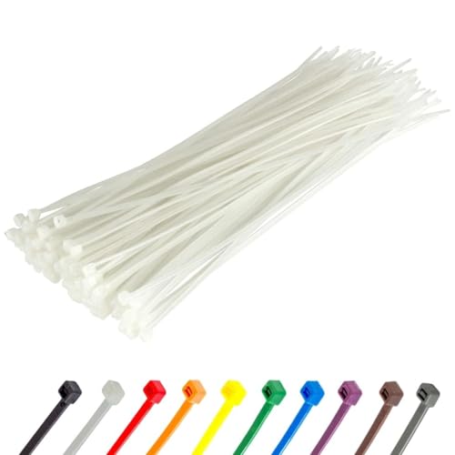 GTSE 6 Inch White/Clear Zip Ties, 100 Pack, 40lb Strength, UV Resistant Strong Nylon Cable Ties, Self-Locking 6" Tie Wraps - Image 1