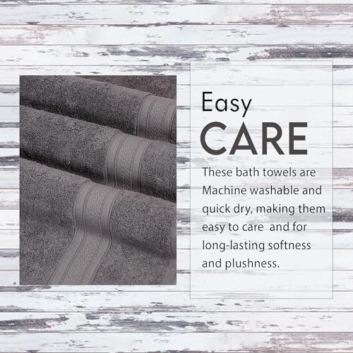 Ambra Linens 500 GSM Highly Absorbent Towels Set, 100% Cotton, Soft and Plush, All Seasons Use, Large, Everyday Use, Durable (2 Pieces of Bath Towel, Solid Grey) - Image 4