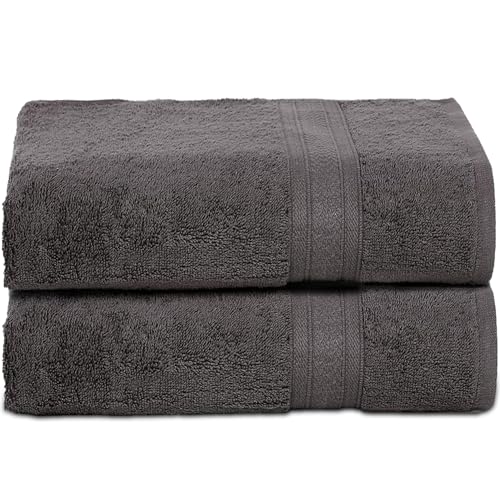 Ambra Linens 500 GSM Highly Absorbent Towels Set, 100% Cotton, Soft and Plush, All Seasons Use, Large, Everyday Use, Durable (2 Pieces of Bath Towel, Solid Grey) - Image 1