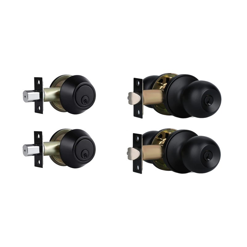 Cielsa Dawn Exterior Door Lock Set With Deadbolt  Single Cylinder Deadbolt Lock And Door Knob Set  Keyed Alike Door Locks For Front Door Matte Black Door Knob And Deadbolt Set(2Pack Set) - Image 1