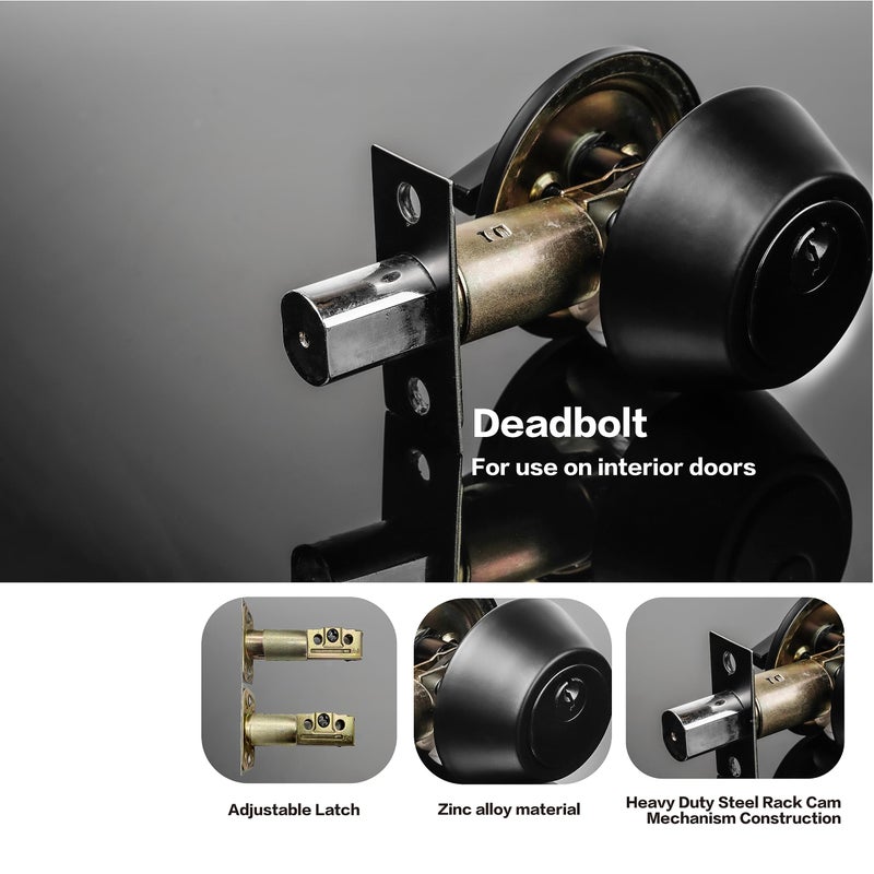 Cielsa Dawn Exterior Door Lock Set With Deadbolt  Single Cylinder Deadbolt Lock And Door Knob Set  Keyed Alike Door Locks For Front Door Matte Black Door Knob And Deadbolt Set(2Pack Set) - Image 5