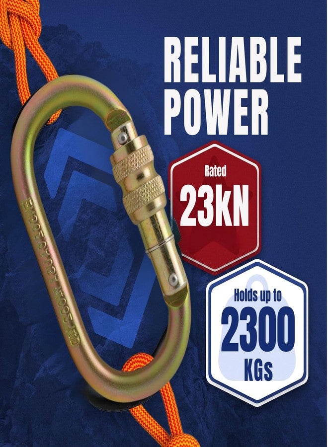 White Tech Heavy-Duty Climbing Carabiner 23KN Screw Locking Karabiner Snap Hook Clip with Quick Lock Mechanism | Ideal for Rock Climbing, Hiking, & Outdoor Activities Rappelling, D Shaped (Pack of 1) - Image 2