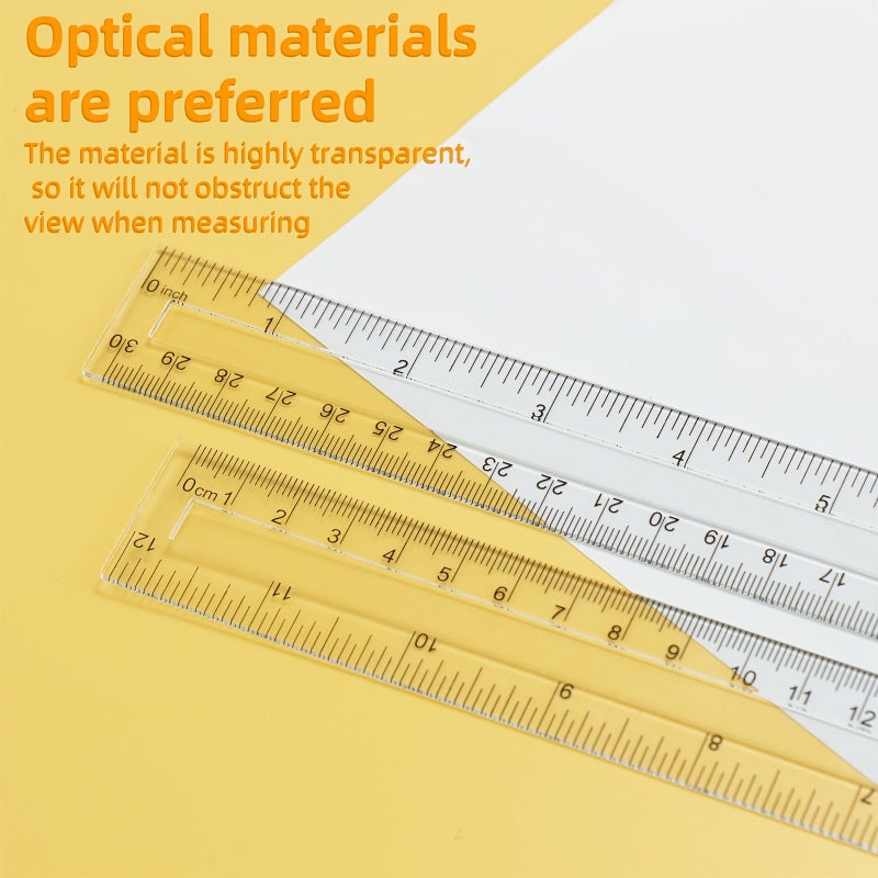 4 Pack 12 Inch Transparent Acrylic Curved Ruler for Classroom Teaching Teachers - Image 2