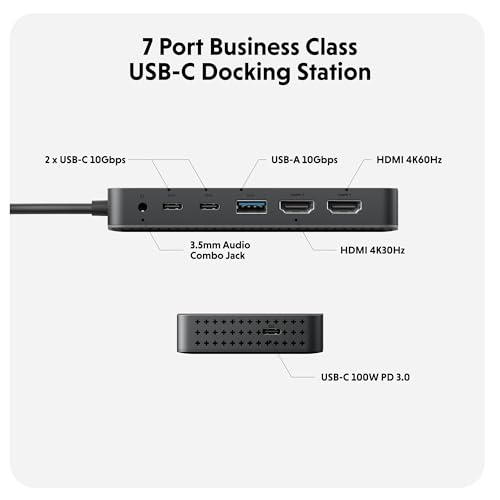 HyperDrive Next Dual 4K HDMI 7 Port USB C Docking Station for M Series MacBook, PC, Chromebook, 2x File Transfers w/ 10Gbps USB Ports, Dual 4K Docking Station Charges w/ 100W PD Power Passthrough Port - Image 2