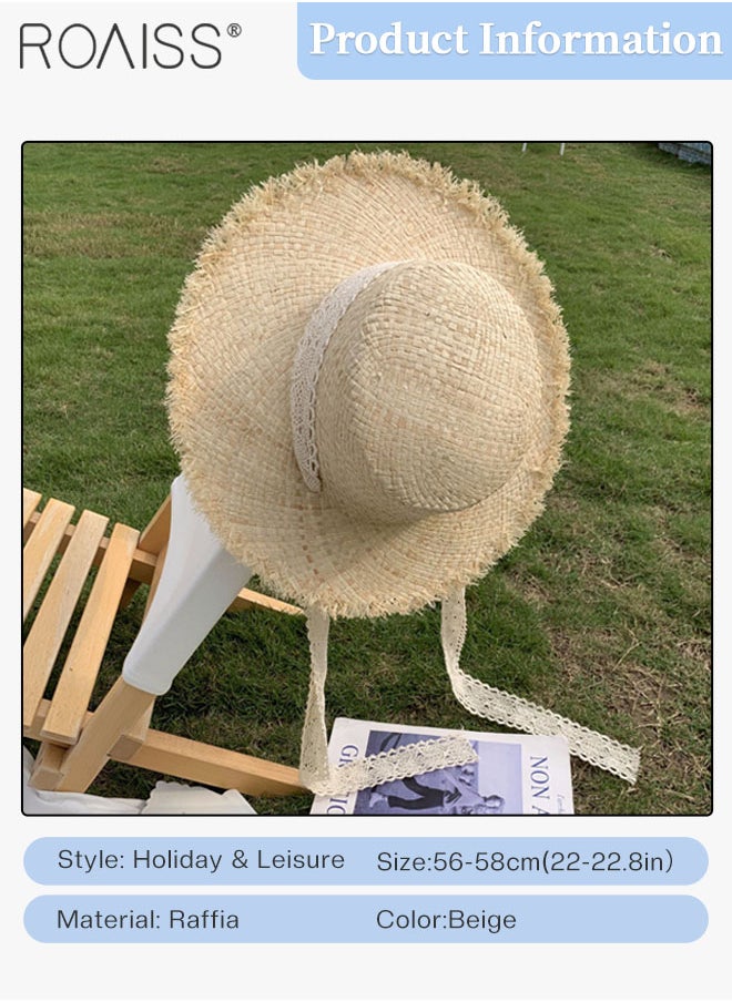 Lace Strappy Flat Straw Hat for Women Summer Beach Hat Vacation Sunshade Sunscreen Woven Hat with Chin Strap Fashion Accessories - pzsku/ZE78B70B9F82FEB901F81Z/45/_/1720778193/2eae0358-fe53-47b5-b62f-2f532b232f82