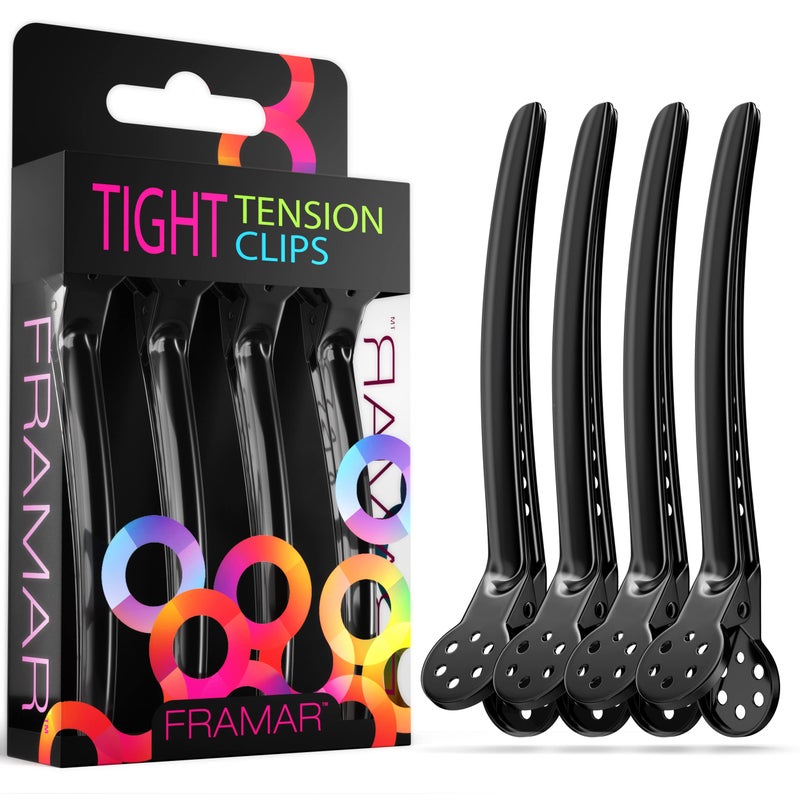 framar Framar Black Tight Tension Clips For Hair  Set of 4 Professional Hair Clips  Metal Hair Clips for Styling Stylist Supplies Hairclips Hairstylist Essentials  Extra Tight  Durable