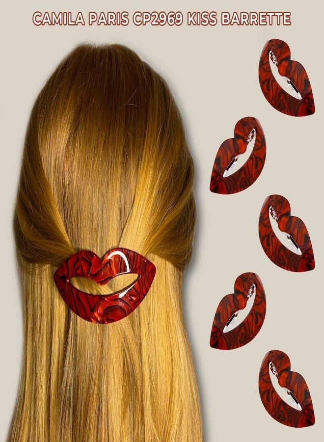 Camila Paris CP2972 French Hair Barrette Clip for Girls, Small Handmade Kiss Red, Strong Hold Grip Hair Clips for Women, No Slip and Durable Styling Girls Hair Accessories, Made in France - Image 2