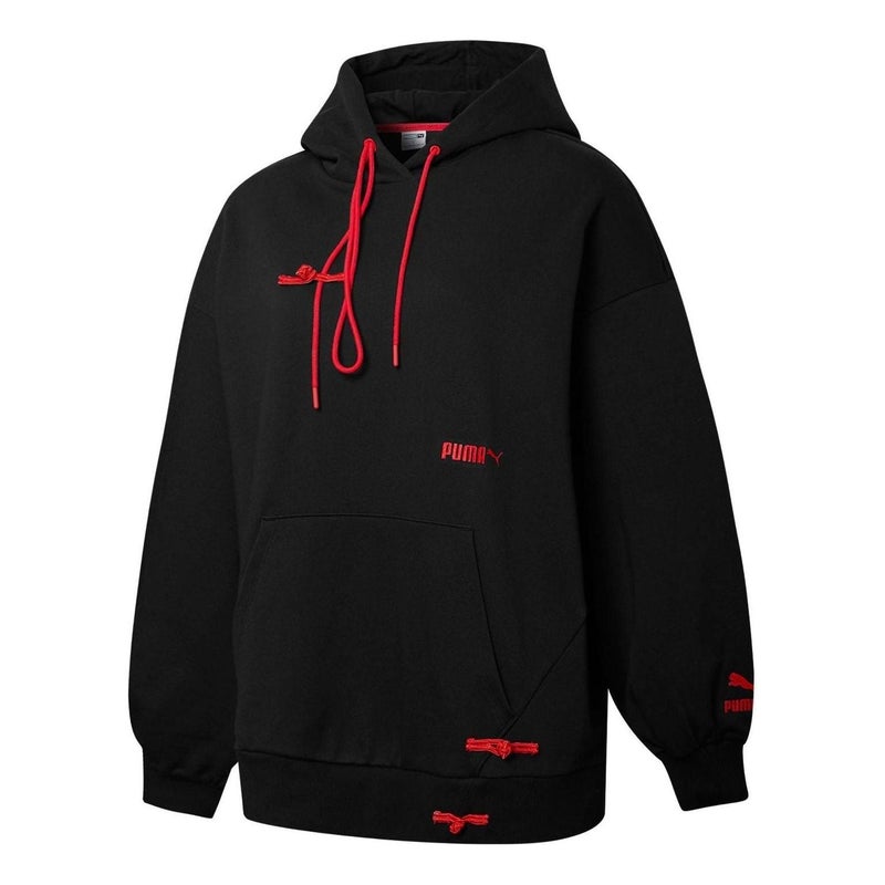 PUMA (WMNS) PUMA Logo CNY Sportswear Hoodie 'Black' - Image 1