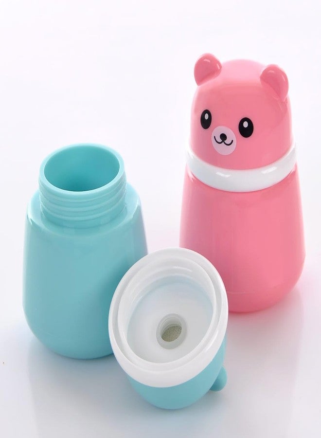 علبة بودرة أطفال TENIYU P بتصميم دب لطيف، خالية من مادة BPA، لون أخضر نعناعي (وردي) - Image 3