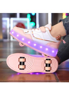 Generic Kids LED Light-Up Skates 2023 Glowing Dual Wheels 2988 pink [four wheels] 