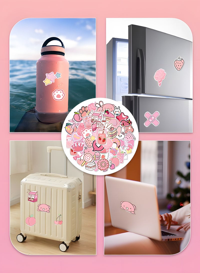 GROIC 50 Pcs Kawaii Rabbit Stickers,Girl's Pink Aesthetic Stickers,Waterproof Stickers Scrapbook Water Bottle Laptop Skateboard Journal Bicycle DIY Decals - Image 5