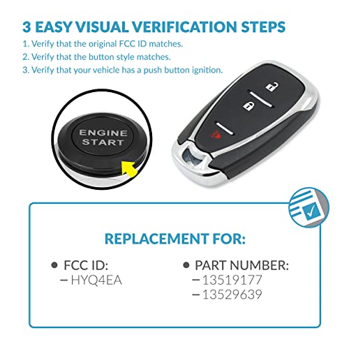 Keyless2Go Replacement for 3 Button Proximity Smart Key 433 Mhz Chevrolet HYQ4EA 13519177 - Image 4