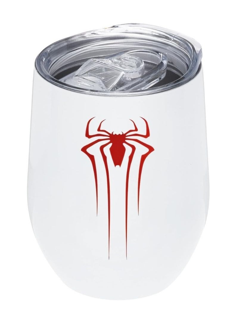 LOUD UNIVERSE White Insulated Tumbler 12Oz With Lid Stainless Steel, Spider Man Design, Perfect Cute Gift For Hot And Cold Drinks 