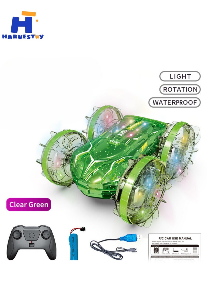 Harvestoy - Amphibious Remote Control Car RC Boat with LED Lights Waterproof 4WD  Car Swimming Pool Outdoor Water Toy 360°Rotation, 180°Flip for boys girls kids - Image 1