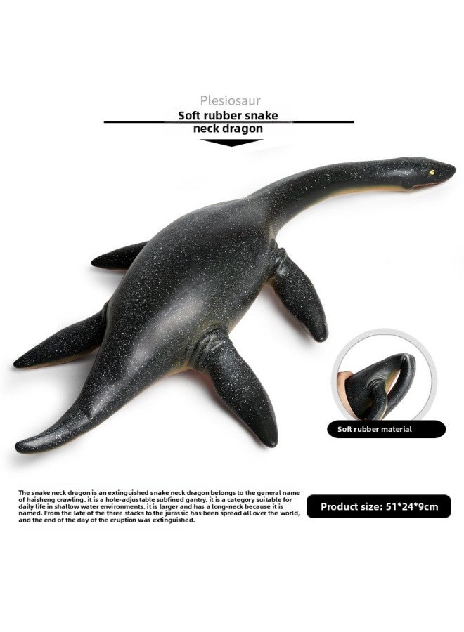 Animal Model Soft Glue Marine Life Simulation Soft Glue Dinosaur Toy Deng's Fish Sliding Toothosaurus Swollen Head Dragon Thick Nose Dragon-Color:SS Large Black Soft Glue Plesiosaur (about 0.43kg Long 51cm)  - Image 1